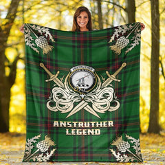 Clan Anstruther Tartan Gold Courage Symbol Blanket VP76 Clan Anstruther Tartan Today   