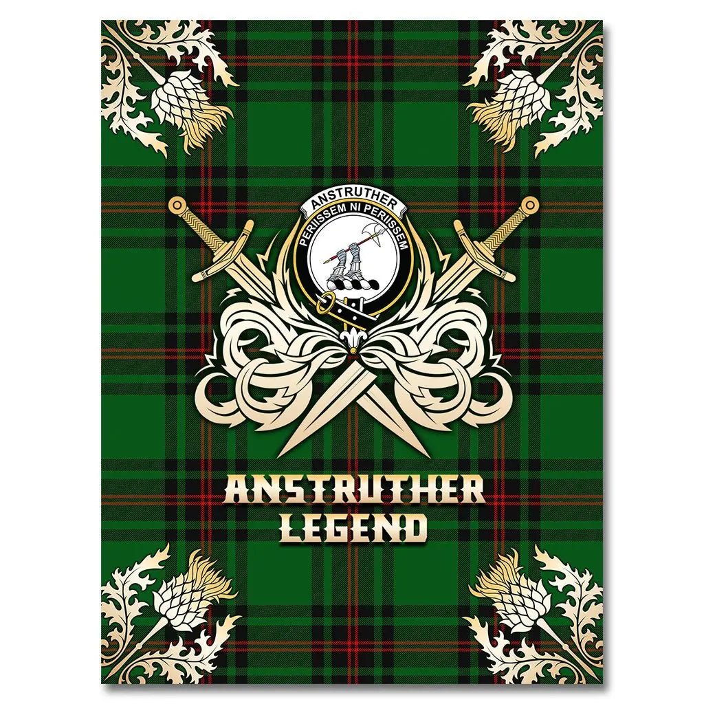 Clan Anstruther Tartan Gold Courage Symbol Blanket VP76 Clan Anstruther Tartan Today   