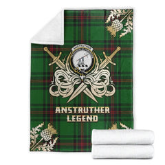 Clan Anstruther Tartan Gold Courage Symbol Blanket VP76 Clan Anstruther Tartan Today   