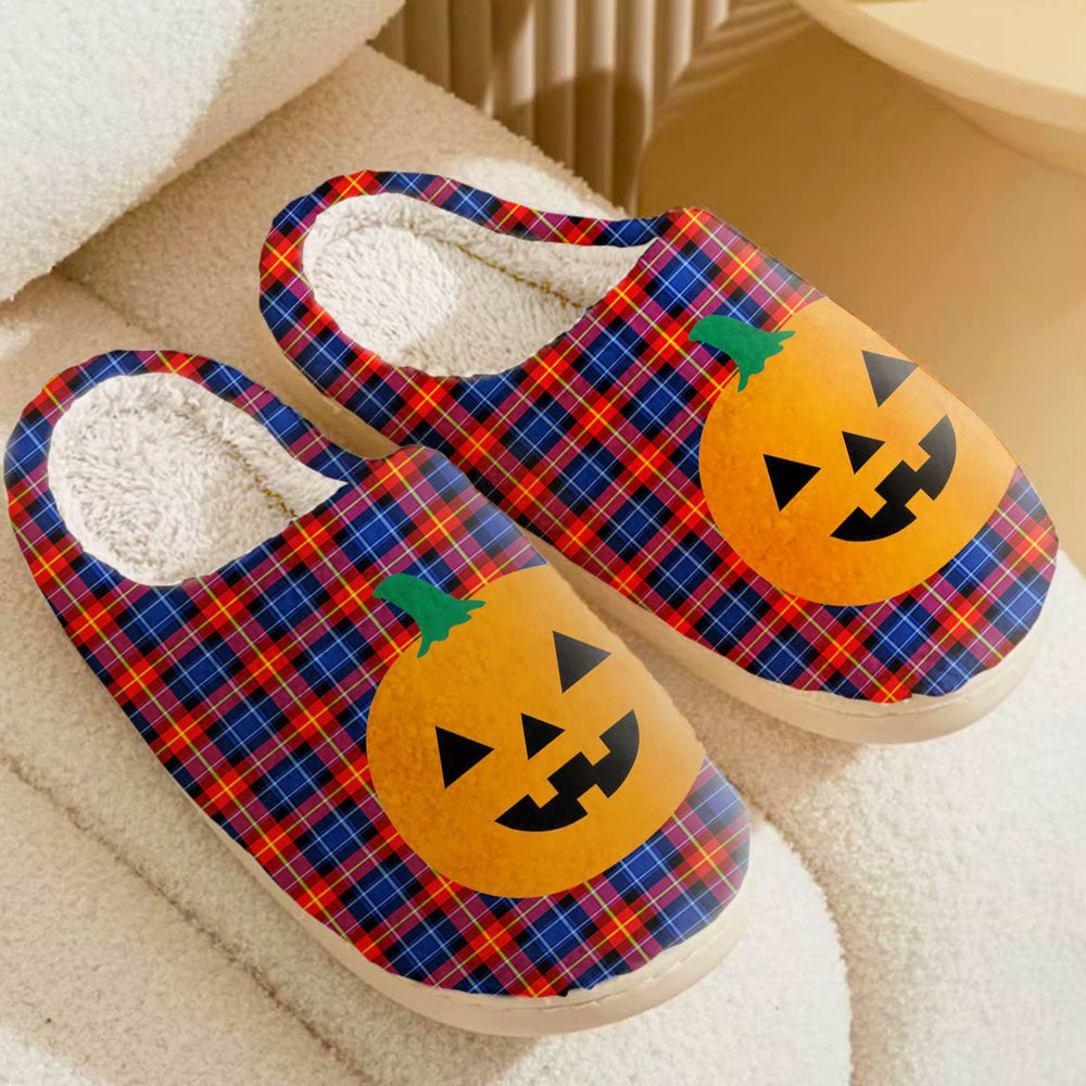Clan Anstruther Tartan Halloween Pumpkin Slippers, Fluffy Spooky Slippers EW35 Anstruther Tartan Tartan Halloween   