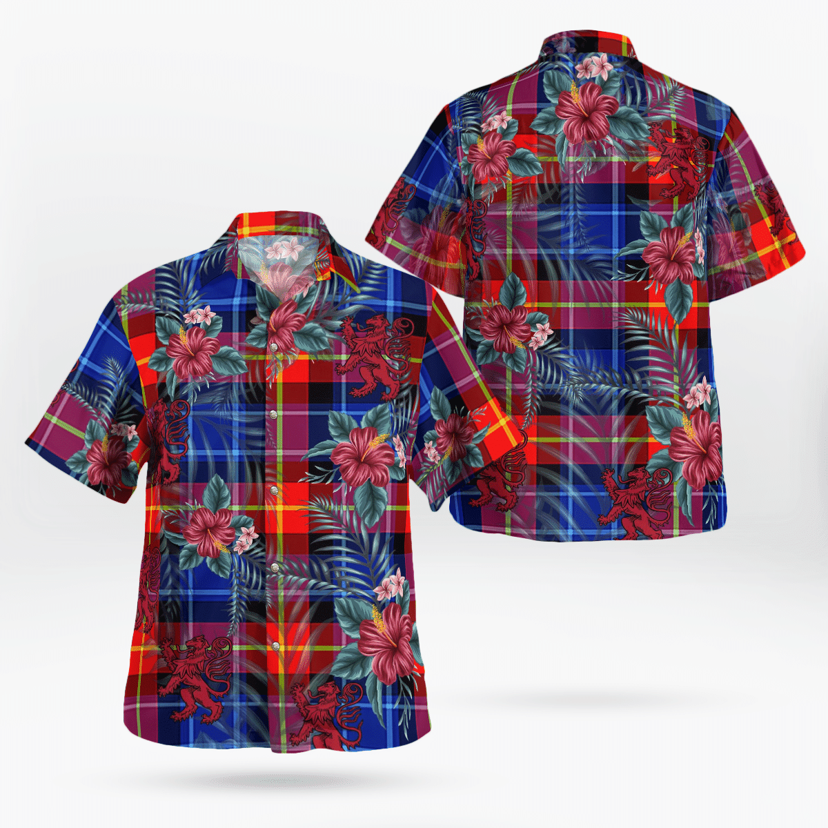 Clan Anstruther Tartan Scottish Lion Hawaiian Shirt DU23 Anstruther Tartan Tartan Hawaii Shirt   