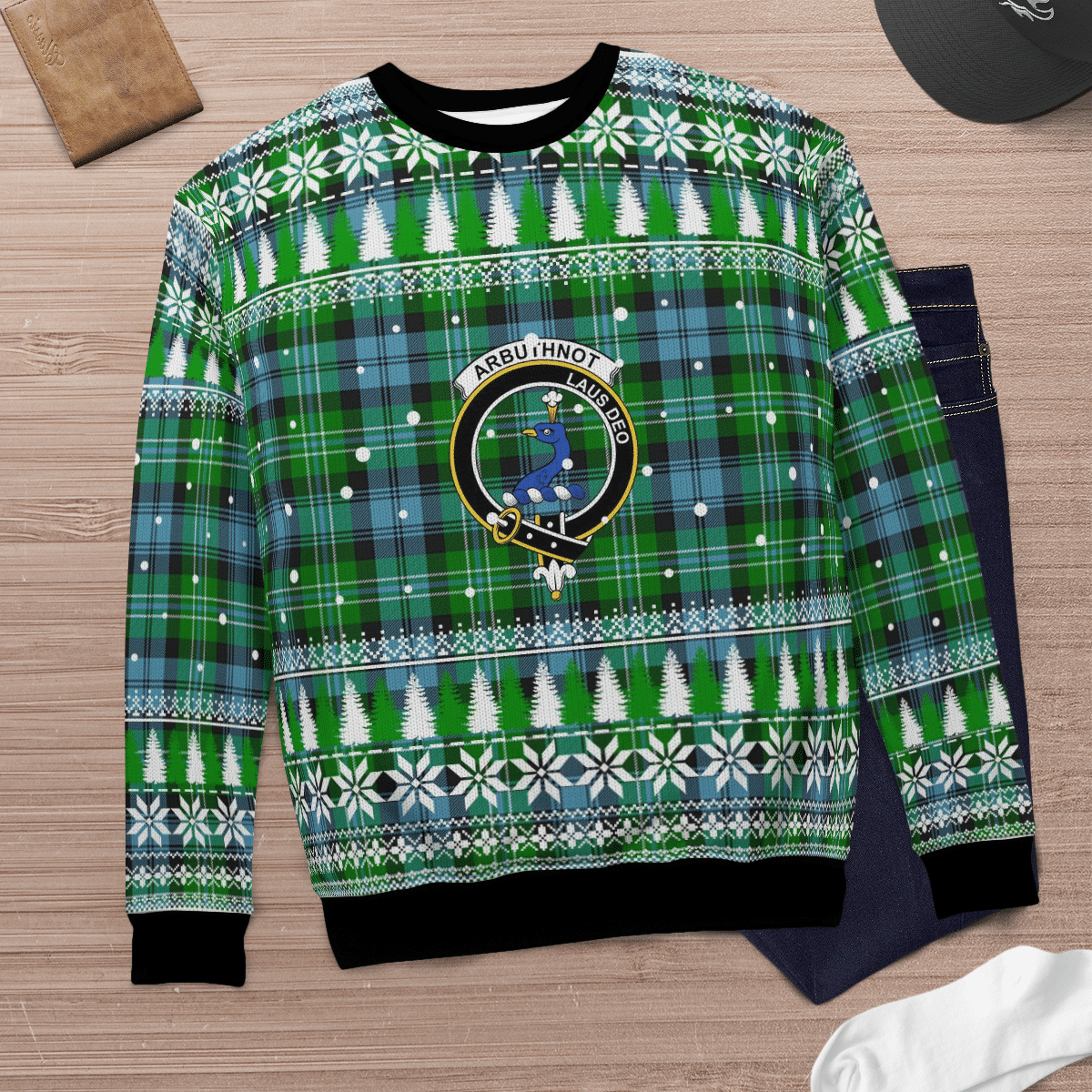 Clan Arbuthnot Ancient Crest Tartan Christmas Ugly Sweater PZ85 Arbuthnot Ancient Crest Tartan Tartan Ugly Sweater   