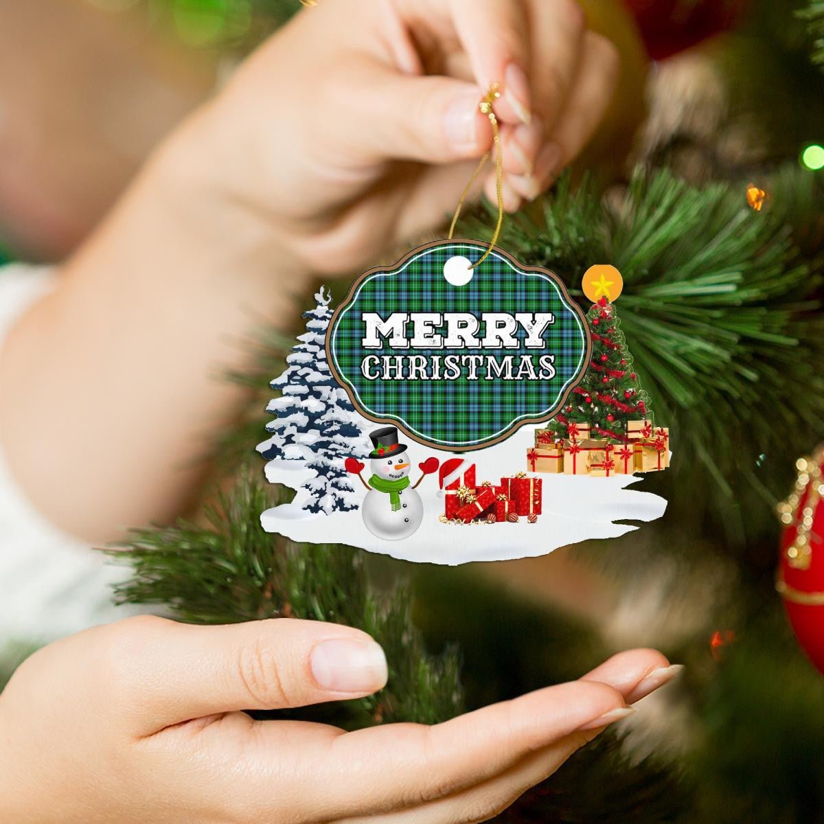 Clan Arbuthnot Ancient "Merry Christmas" Tartan Acrylic Ornament SP39 Arbuthnot Ancient Tartan Tartan Christmas   