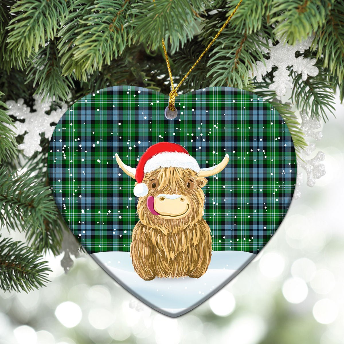 Clan Arbuthnot Ancient Tartan Christmas Ceramic Ornament Highland Cows Style GE53 Arbuthnot Ancient Tartan Tartan Ornament   