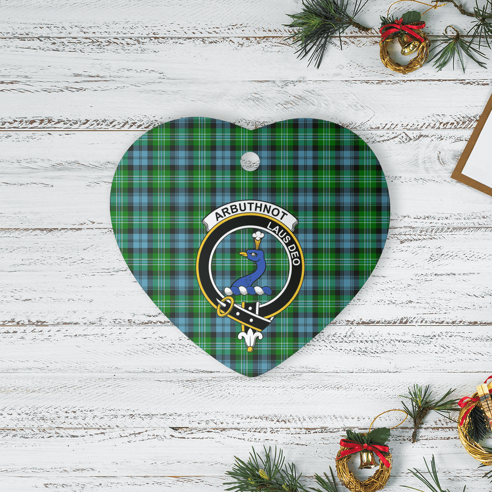 Clan Arbuthnot Ancient Tartan Crest Heart Ceramic Ornament SG54 Arbuthnot Ancient Tartan Tartan Christmas   