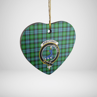 Clan Arbuthnot Ancient Tartan Crest Heart Ceramic Ornament