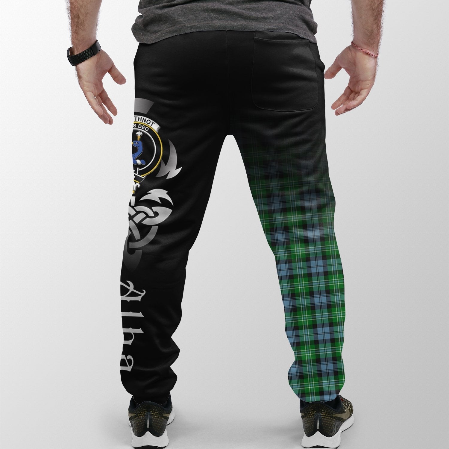 Clan Arbuthnot Ancient Tartan Crest Jogger Sweatpants  Alba Celtic Style LU74 Clan Arbuthnot Tartan Today   