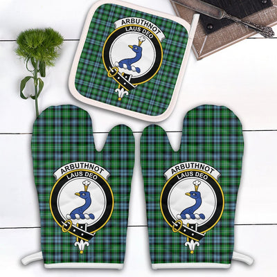 Clan Arbuthnot Ancient Tartan Crest Oven Mitt And Pot Holder (2 Oven Mitts + 1 Pot Holder)