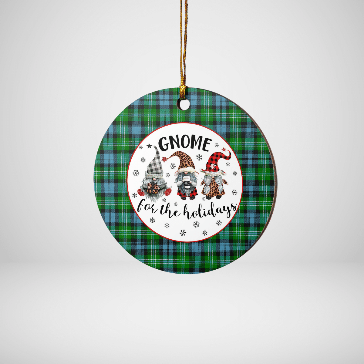 Clan Arbuthnot Ancient Tartan Gnome Round Ceramic Ornament ZE41 Arbuthnot Ancient Tartan Tartan Christmas   