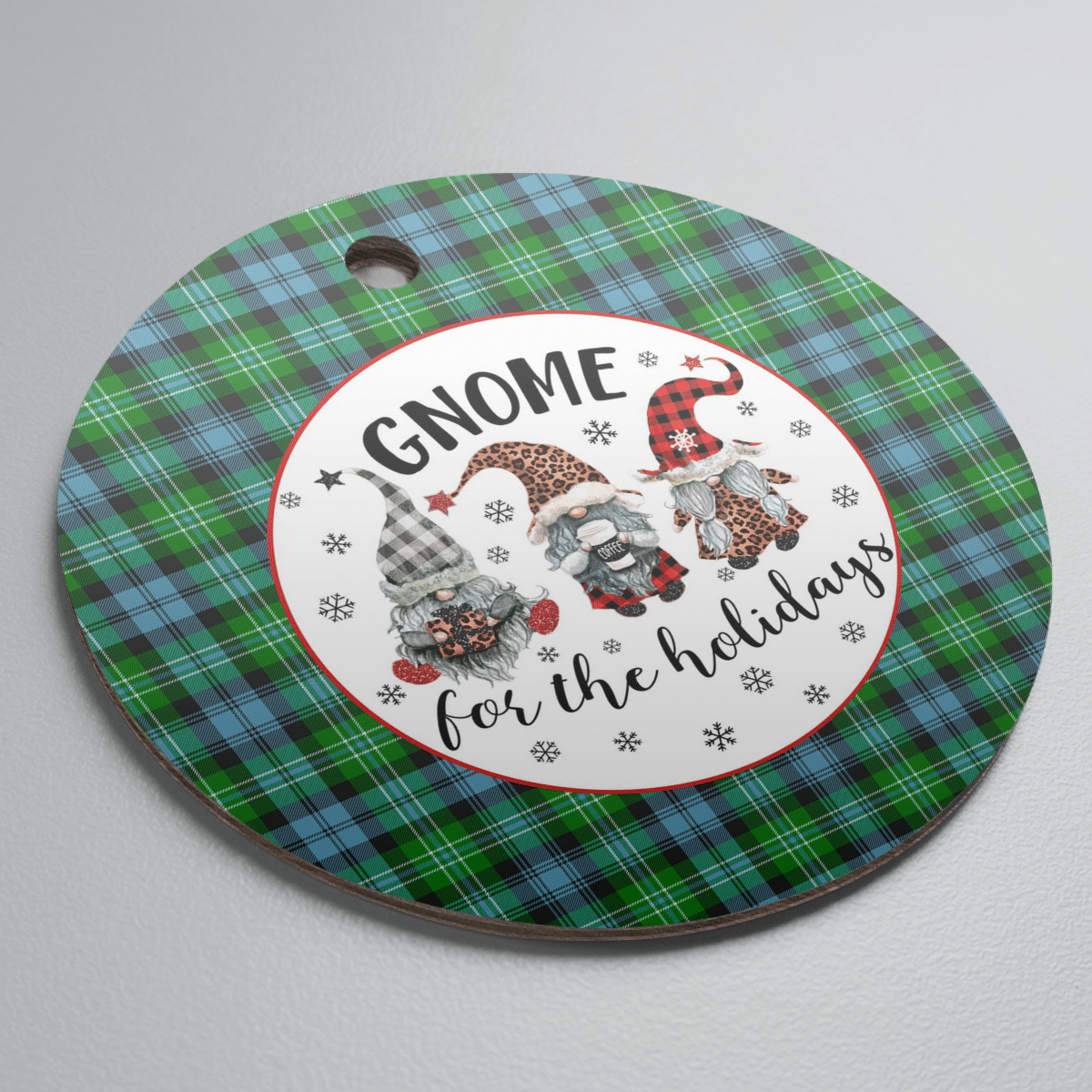 Clan Arbuthnot Ancient Tartan Gnome Round Ceramic Ornament ZE41 Arbuthnot Ancient Tartan Tartan Christmas   