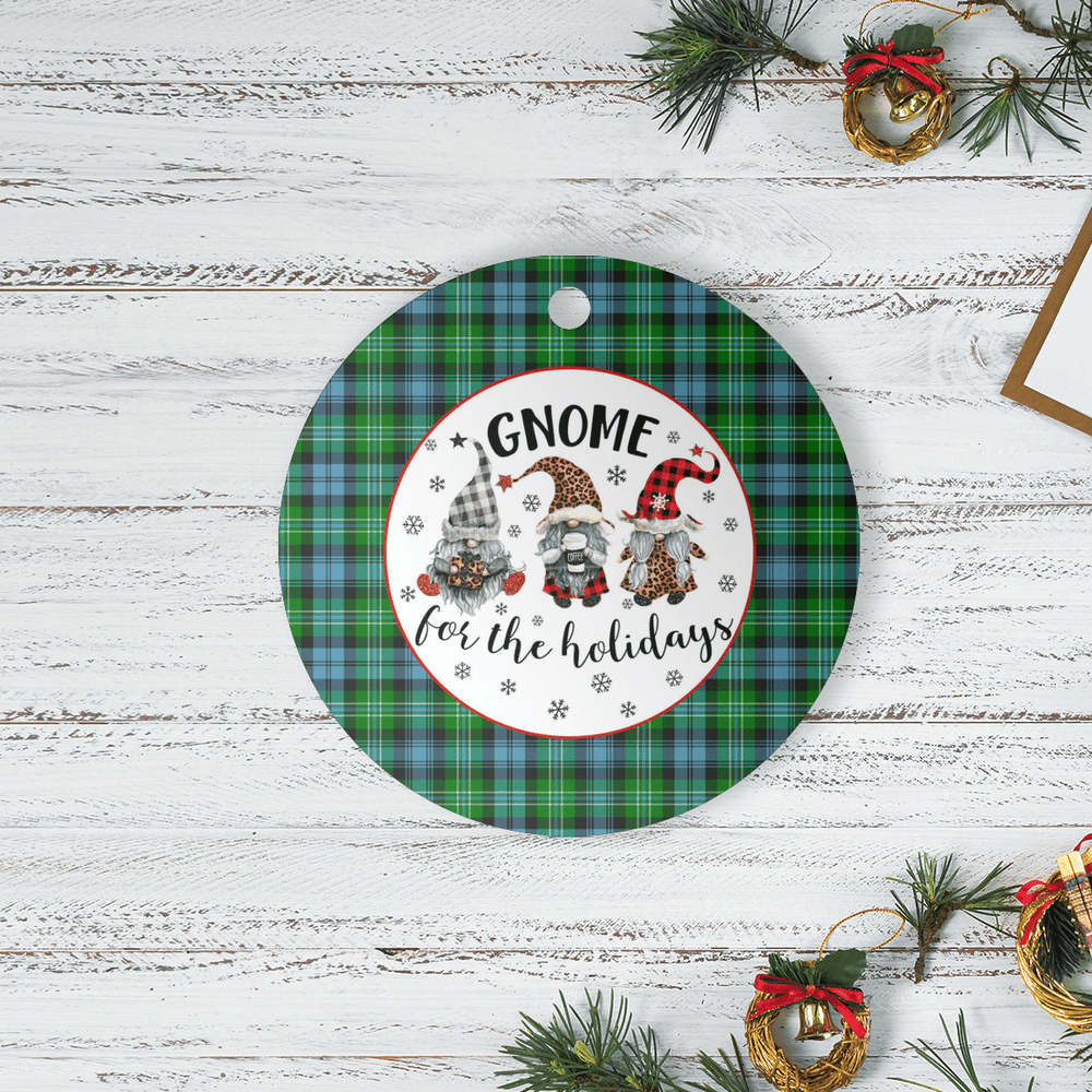 Clan Arbuthnot Ancient Tartan Gnome Round Ceramic Ornament ZE41 Arbuthnot Ancient Tartan Tartan Christmas   