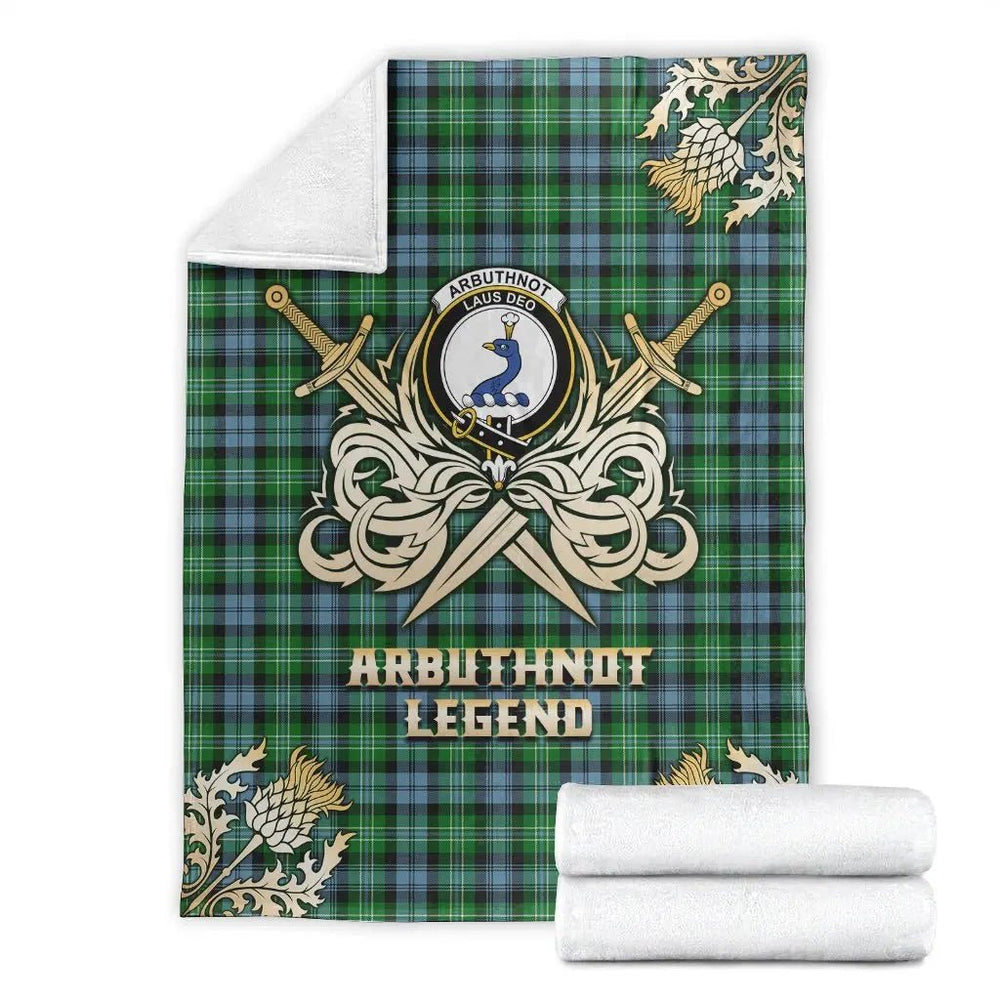 Clan Arbuthnot Ancient Tartan Gold Courage Symbol Blanket AM56 Clan Arbuthnot Tartan Today   