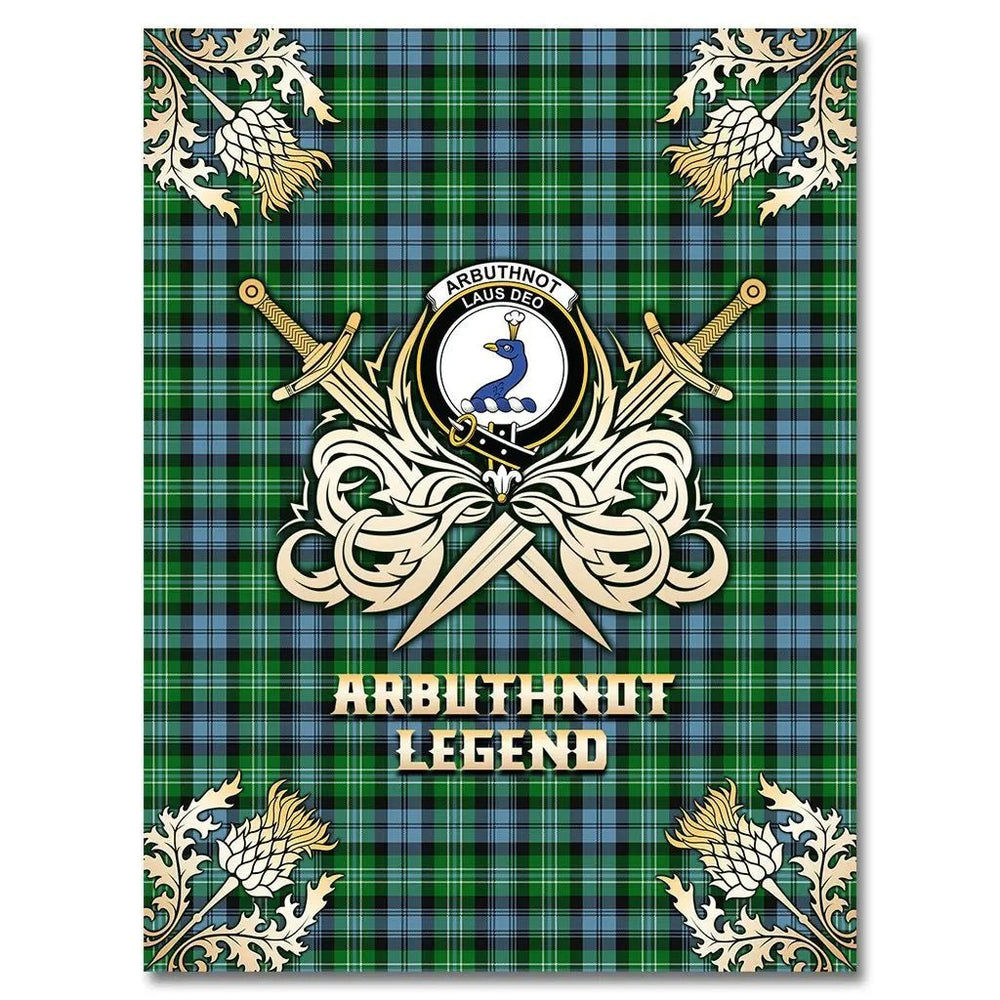 Clan Arbuthnot Ancient Tartan Gold Courage Symbol Blanket AM56 Clan Arbuthnot Tartan Today   