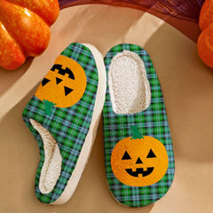 Clan Arbuthnot Ancient Tartan Halloween Pumpkin Slippers, Fluffy Spooky Slippers XO89 Arbuthnot Ancient Tartan Tartan Halloween   