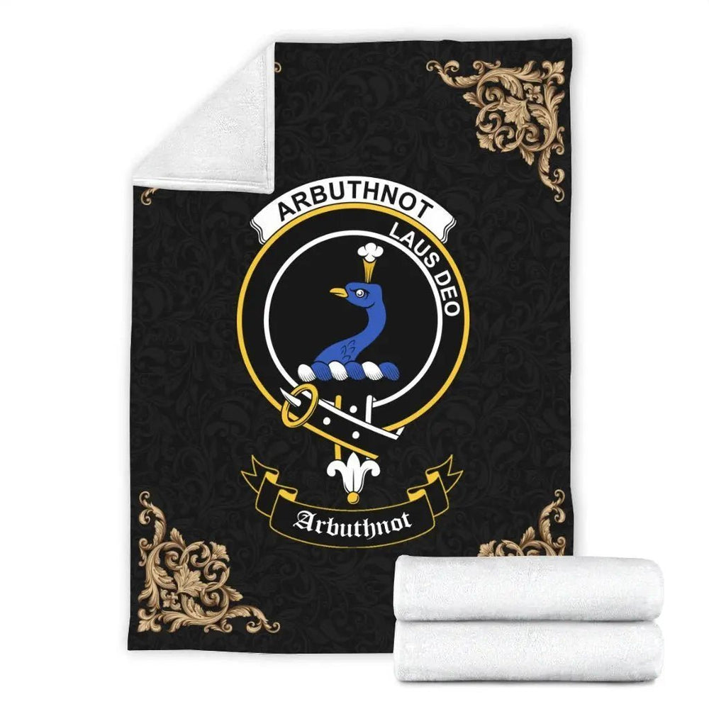 Clan Arbuthnot Crest Tartan Premium Blanket Black YQ52 Clan Arbuthnot Tartan Today   