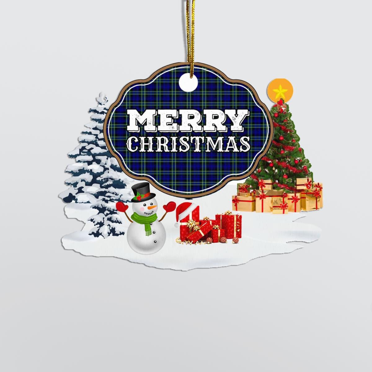 Clan Arbuthnot Modern "Merry Christmas" Tartan Acrylic Ornament CF51 Arbuthnot Modern Tartan Tartan Christmas   
