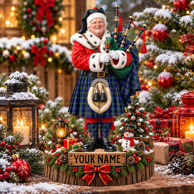 Clan Arbuthnot Modern Tartan Christmas Piper Plaque with Custom Photo & Name