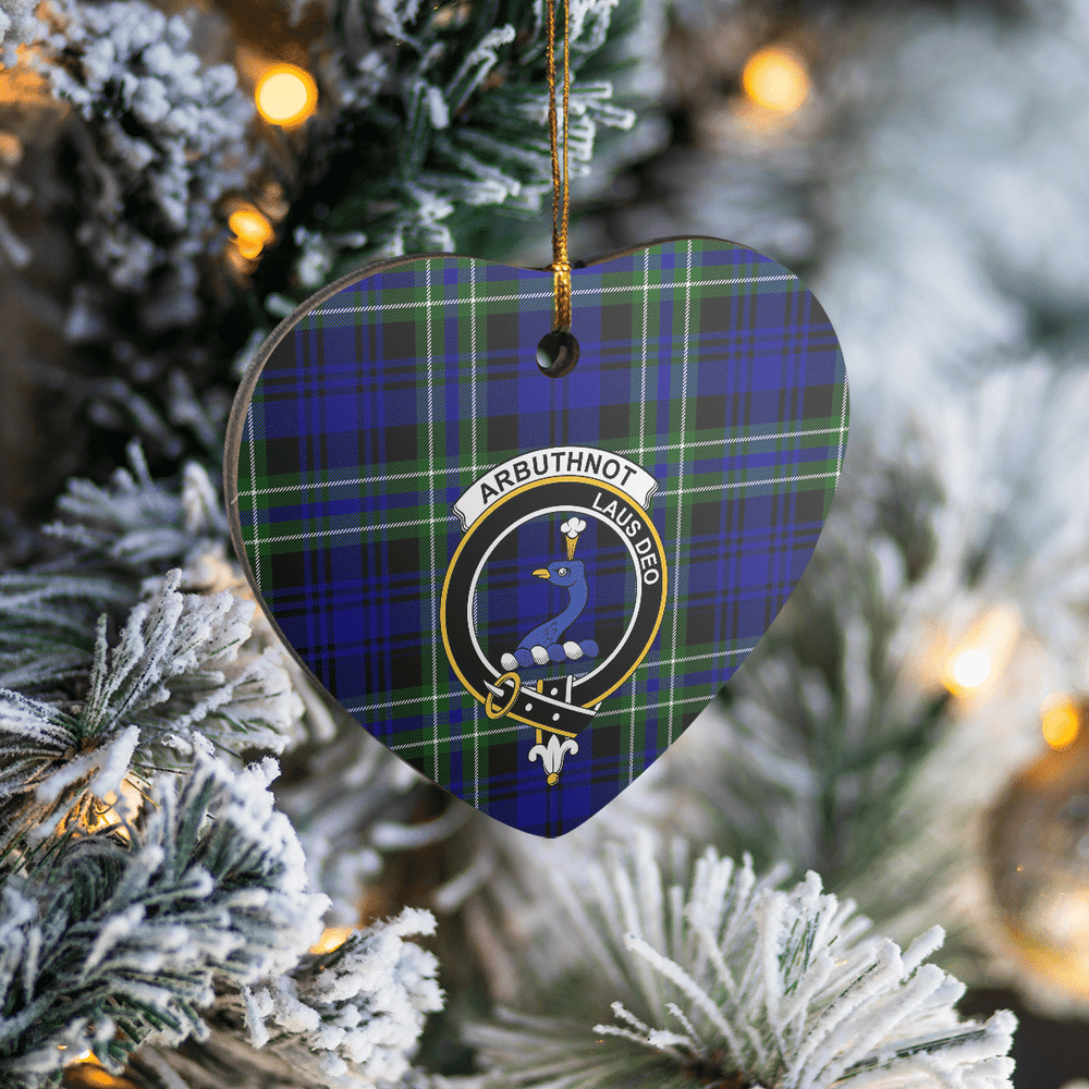 Clan Arbuthnot Modern Tartan Crest Heart Ceramic Ornament LU97 Arbuthnot Modern Tartan Tartan Christmas   