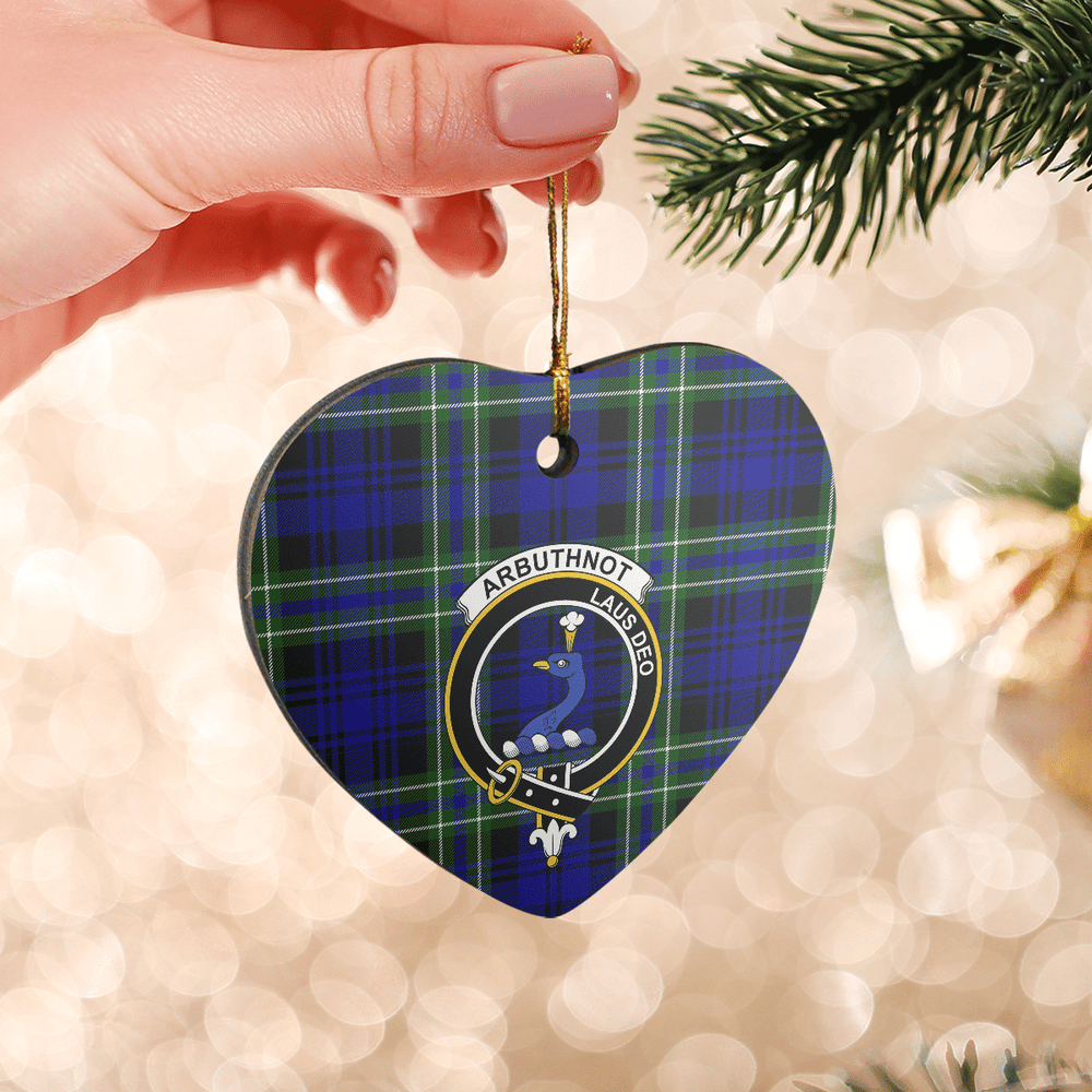 Clan Arbuthnot Modern Tartan Crest Heart Ceramic Ornament LU97 Arbuthnot Modern Tartan Tartan Christmas   