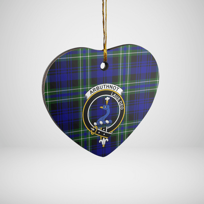 Clan Arbuthnot Modern Tartan Crest Heart Ceramic Ornament