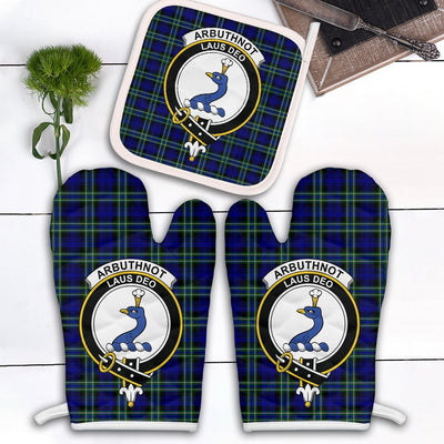 Clan Arbuthnot Modern Tartan Crest Oven Mitt And Pot Holder (2 Oven Mitts + 1 Pot Holder)