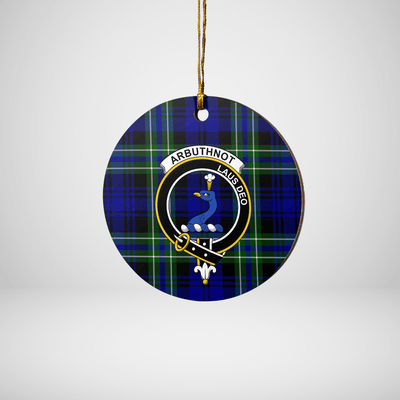 Clan Arbuthnot Modern Tartan Crest Round Ceramic Ornament