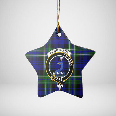 Clan Arbuthnot Modern Tartan Crest Star Ceramic Ornament
