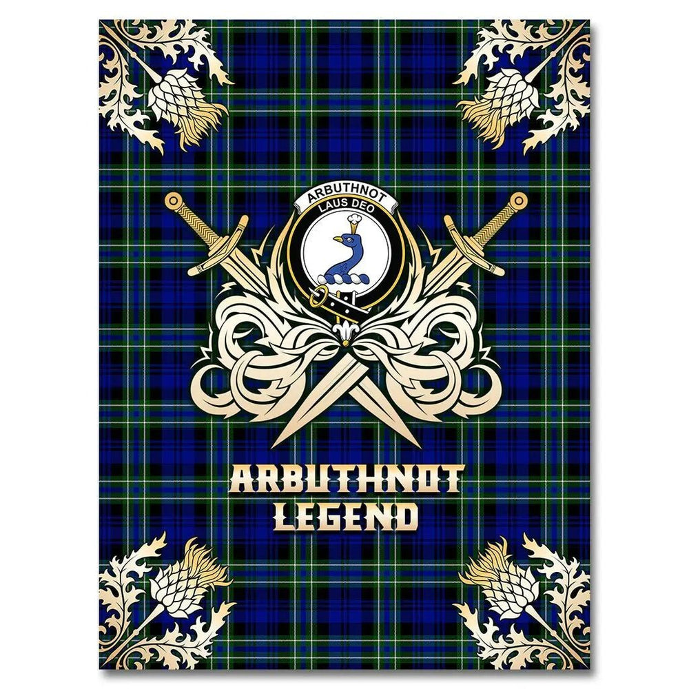 Clan Arbuthnot Modern Tartan Gold Courage Symbol Blanket GE12 Clan Arbuthnot Tartan Today   