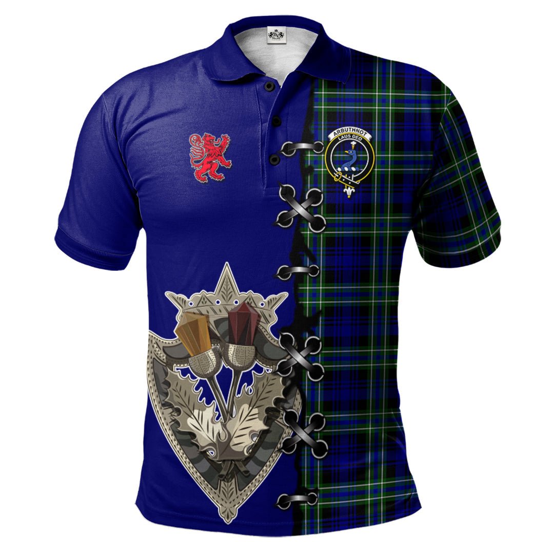 Clan Arbuthnot Modern Tartan Polo Shirt - Lion Rampant And Celtic Thistle Style SI25 Arbuthnot Modern Tartan Tartan Polo   