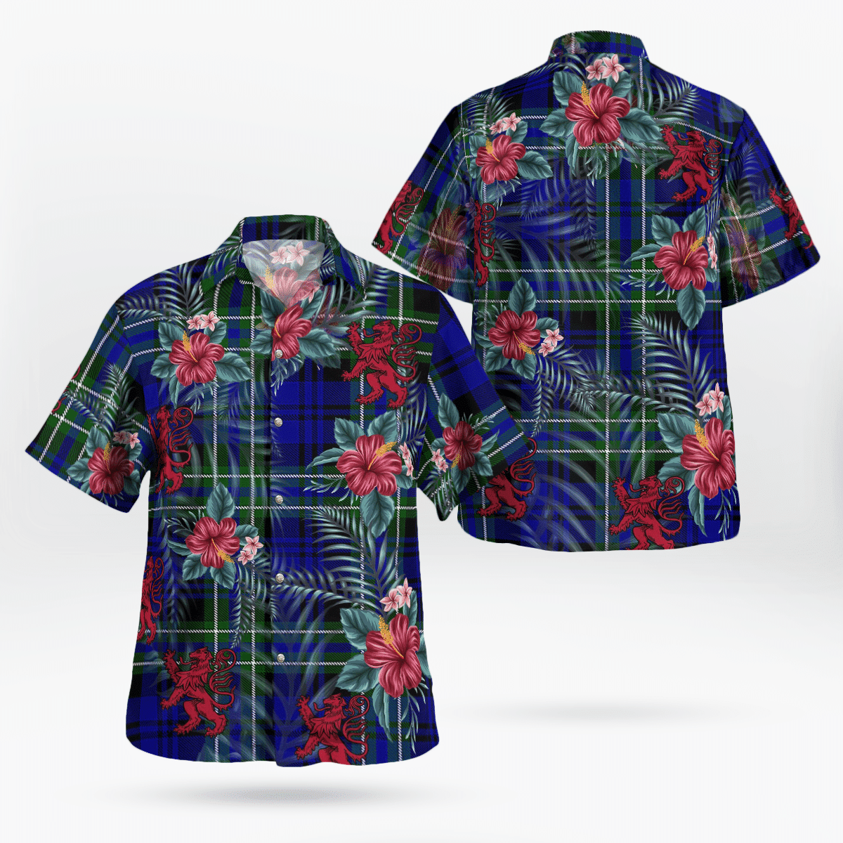 Clan Arbuthnot Modern Tartan Scottish Lion Hawaiian Shirt IZ41 Arbuthnot Modern Tartan Tartan Hawaii Shirt   