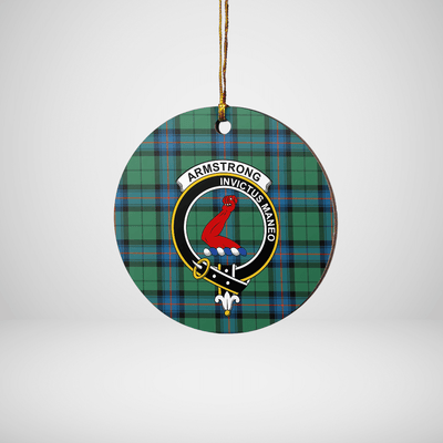 Clan Armstrong Ancient Tartan Crest Round Ceramic Ornament UP39