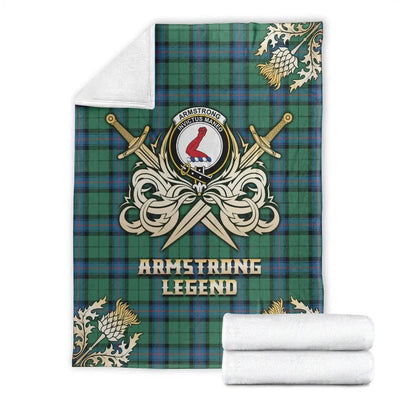 Clan Armstrong Ancient Tartan Gold Courage Symbol Blanket QP68