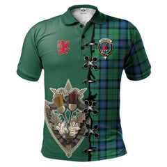 Clan Armstrong Ancient Tartan Polo Shirt - Lion Rampant And Celtic Thistle Style SZ58 Armstrong Ancient Tartan Tartan Polo   