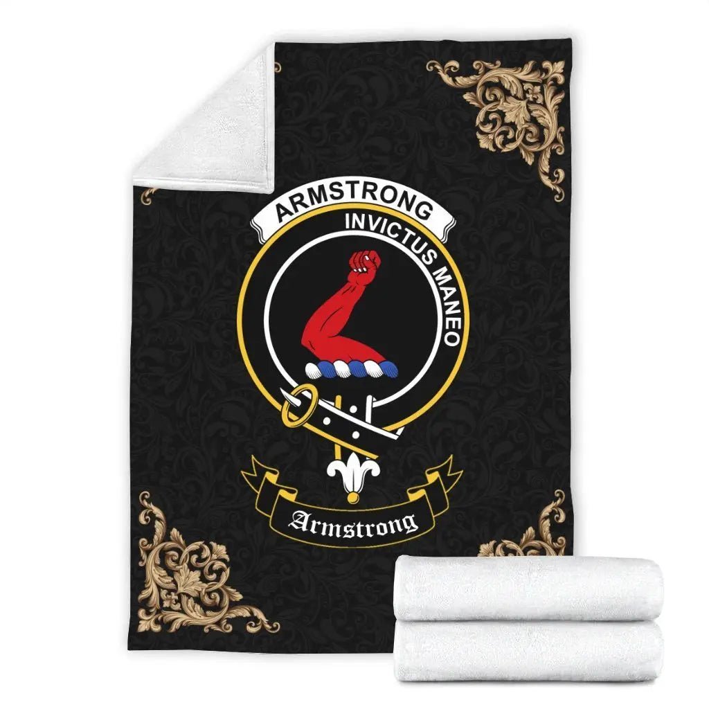 Clan Armstrong Crest Tartan Premium Blanket Black QN46 Clan Armstrong Tartan Today   
