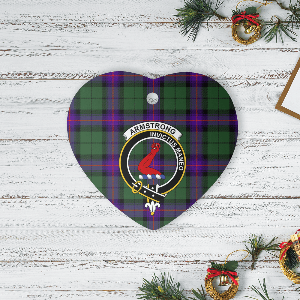 Clan Armstrong Modern Tartan Crest Heart Ceramic Ornament VG50 Armstrong Modern Tartan Tartan Christmas   
