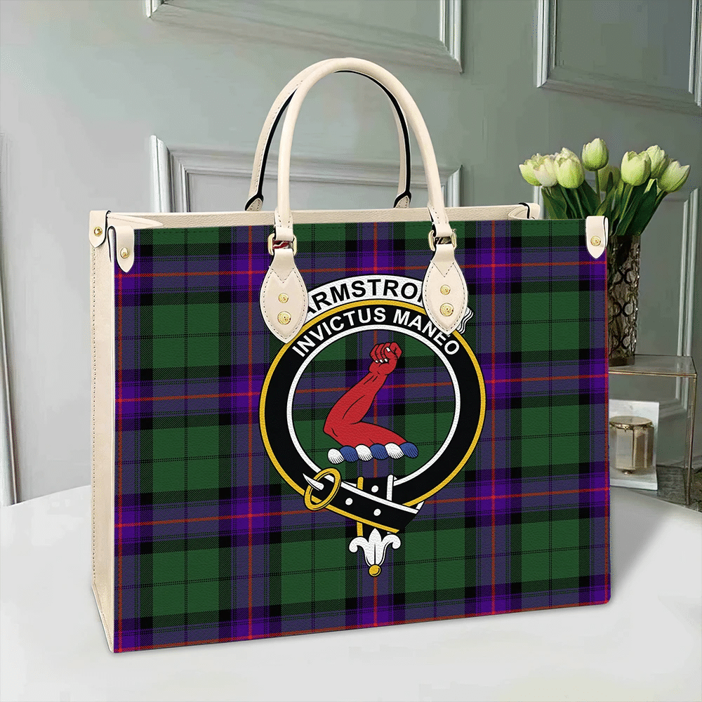 Clan Armstrong Modern Tartan Crest Leather Bag BQ69 Clan Armstrong Tartan Today   