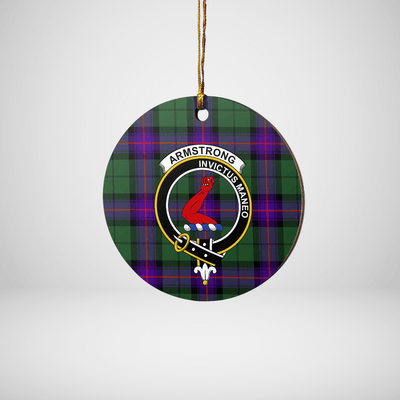 Clan Armstrong Modern Tartan Crest Round Ceramic Ornament HU54