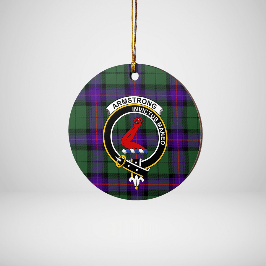 Clan Armstrong Modern Tartan Crest Round Ceramic Ornament HU54 Armstrong Modern Tartan Tartan Christmas   