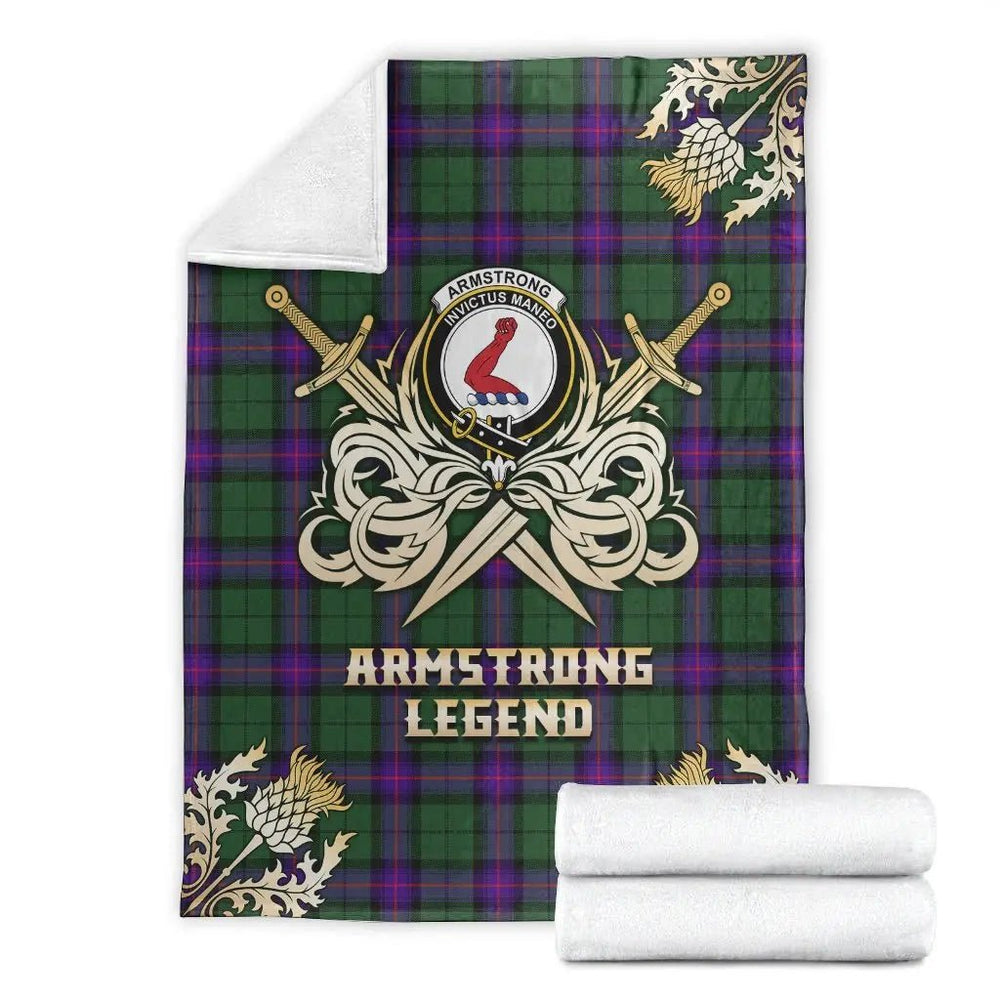 Clan Armstrong Modern Tartan Gold Courage Symbol Blanket SL98 Clan Armstrong Tartan Today   