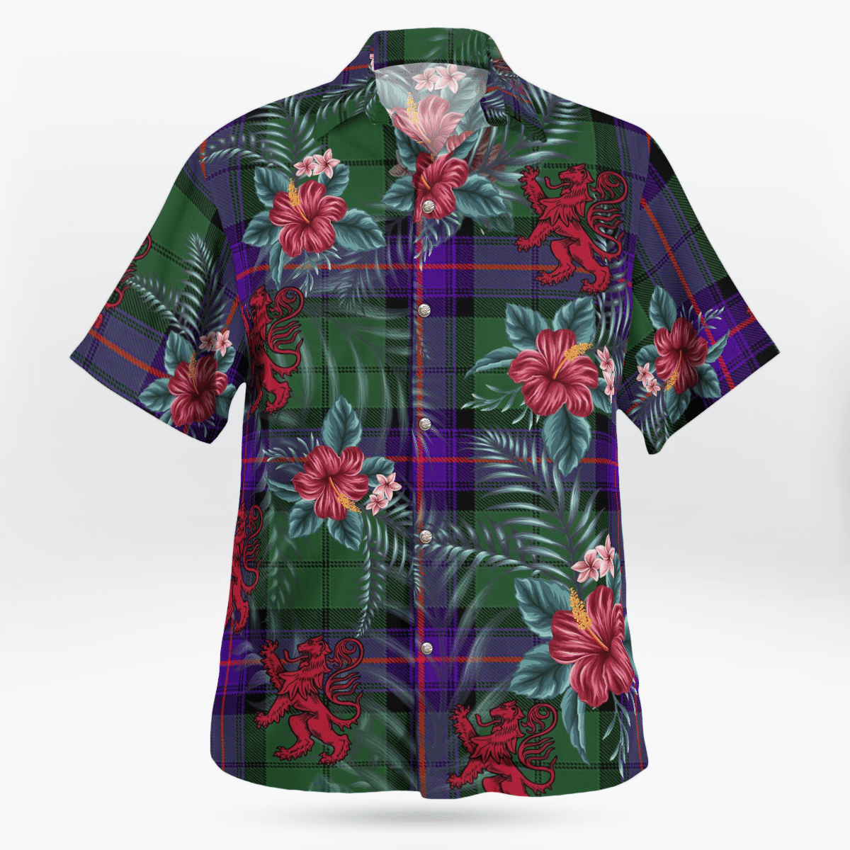 Clan Armstrong Modern Tartan Scottish Lion Hawaiian Shirt QJ42 Armstrong Modern Tartan Tartan Hawaii Shirt   