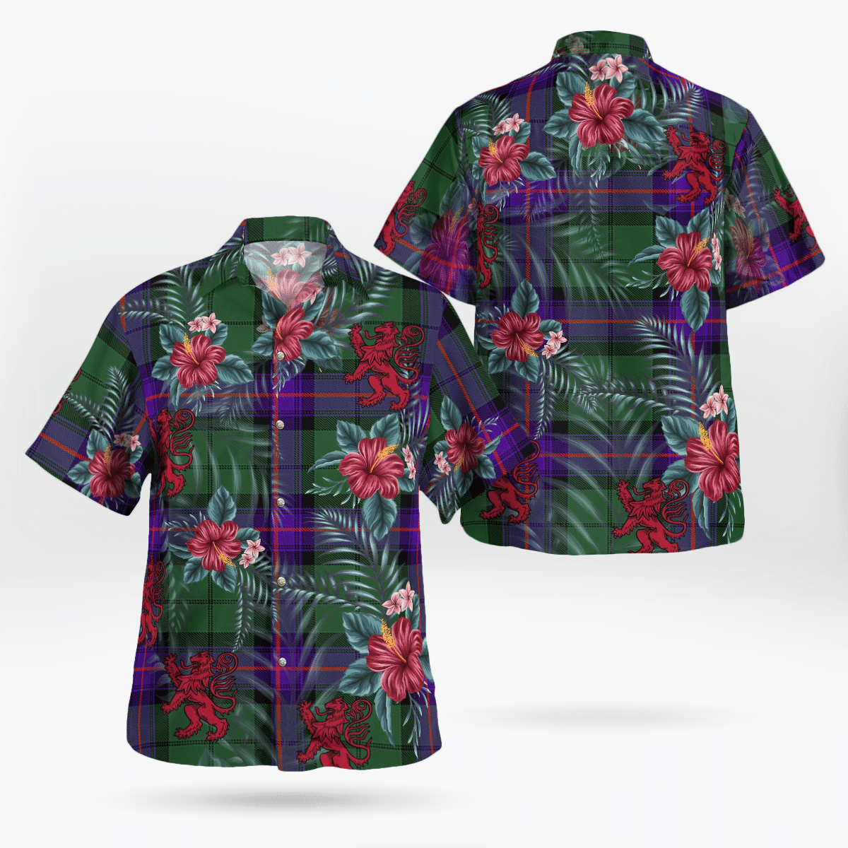Clan Armstrong Modern Tartan Scottish Lion Hawaiian Shirt QJ42 Armstrong Modern Tartan Tartan Hawaii Shirt   