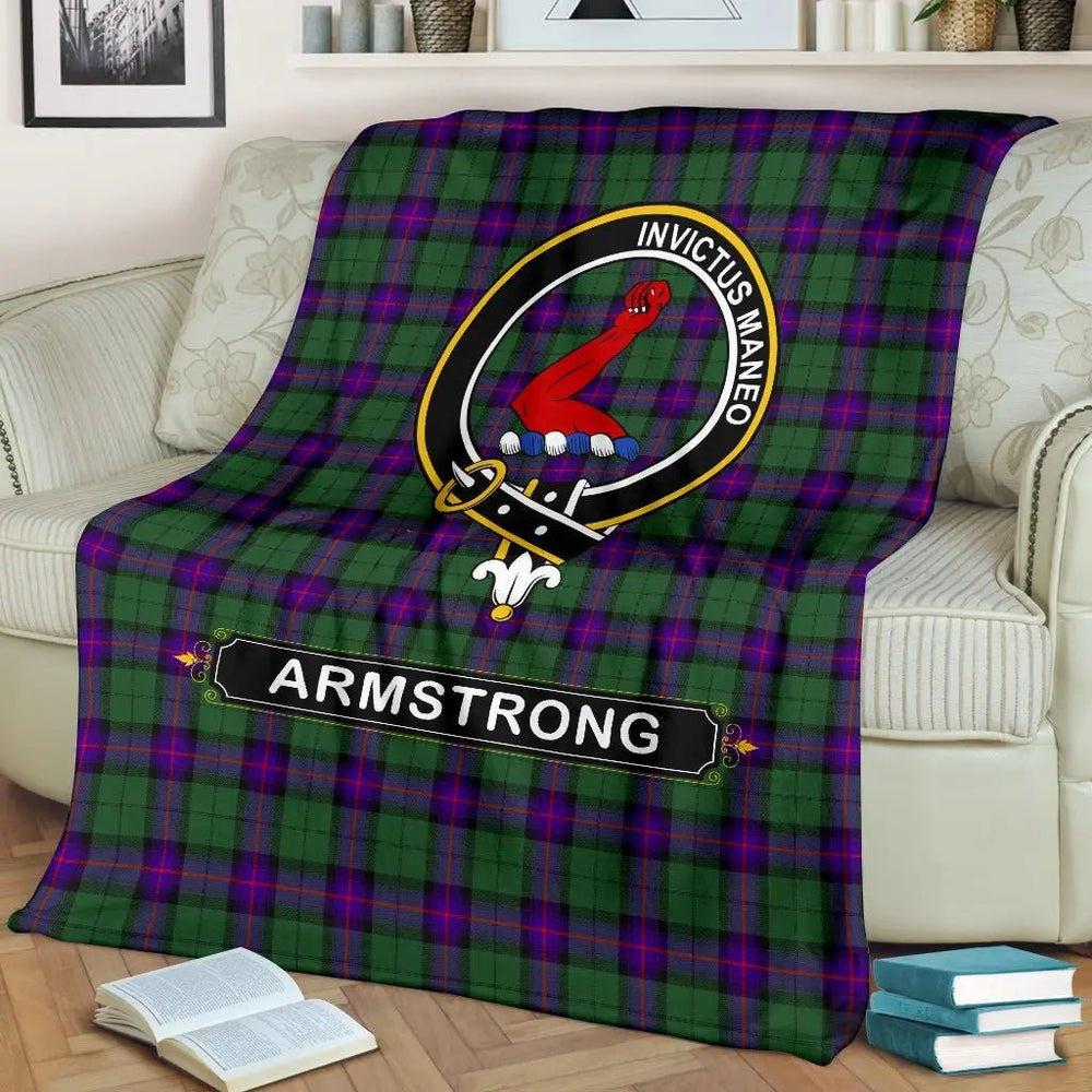 Clan Armstrong Tartan Crest Blanket 3 Sizes EW53 Clan Armstrong Tartan Today   