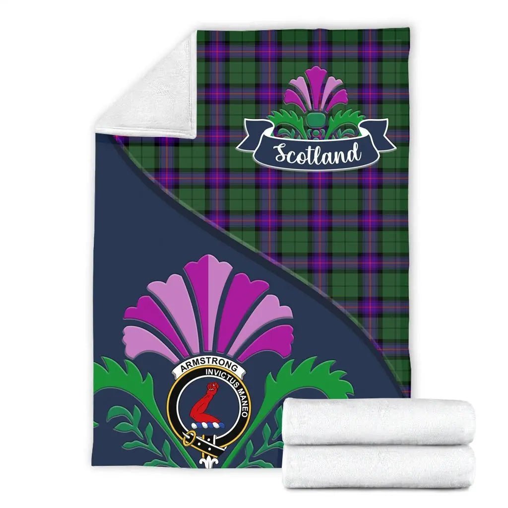Clan Armstrong Tartan Crest Premium Blanket Thistle Style DC10 Clan Armstrong Tartan Today   