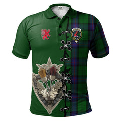Clan Armstrong Tartan Polo Shirt - Lion Rampant And Celtic Thistle Style NJ94 Armstrong Tartan Tartan Polo   