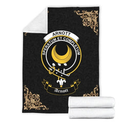 Clan Arnott Crest Tartan Premium Blanket Black UI14 Clan Arnott Tartan Today   