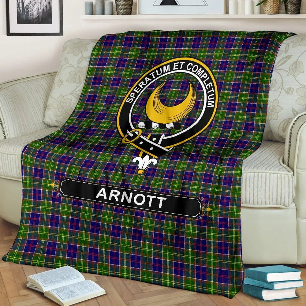 Clan Arnott Family Tartan Crest Blanket 3 Sizes EH17 Clan Arnott Tartan Today   