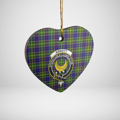 Clan Arnott Tartan Crest Heart Ceramic Ornament