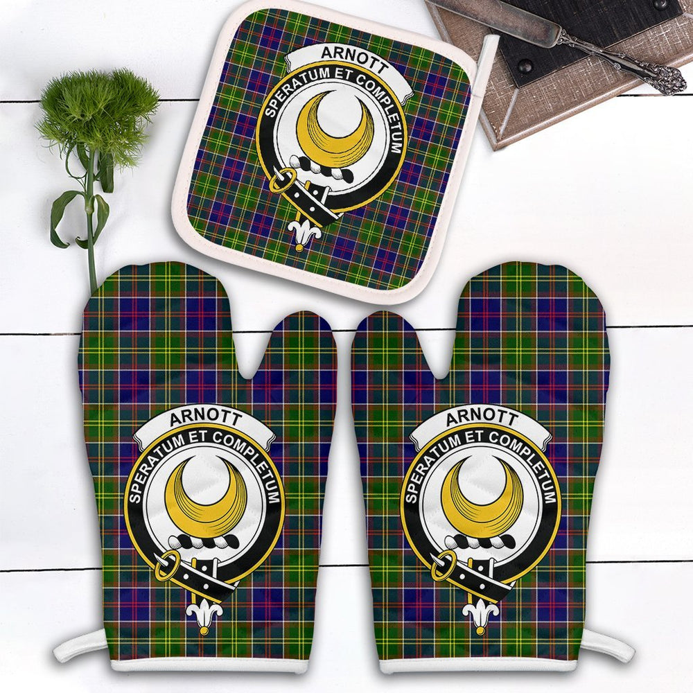 Clan Arnott Tartan Crest Oven Mitt And Pot Holder (2 Oven Mitts + 1 Pot Holder) MB97 Clan Arnott Tartan Today   