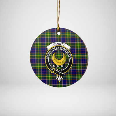 Clan Arnott Tartan Crest Round Ceramic Ornament