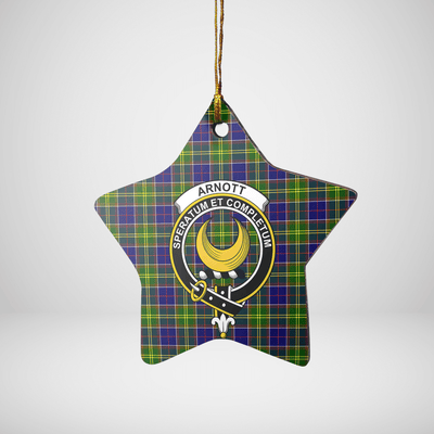 Clan Arnott Tartan Crest Star Ceramic Ornament
